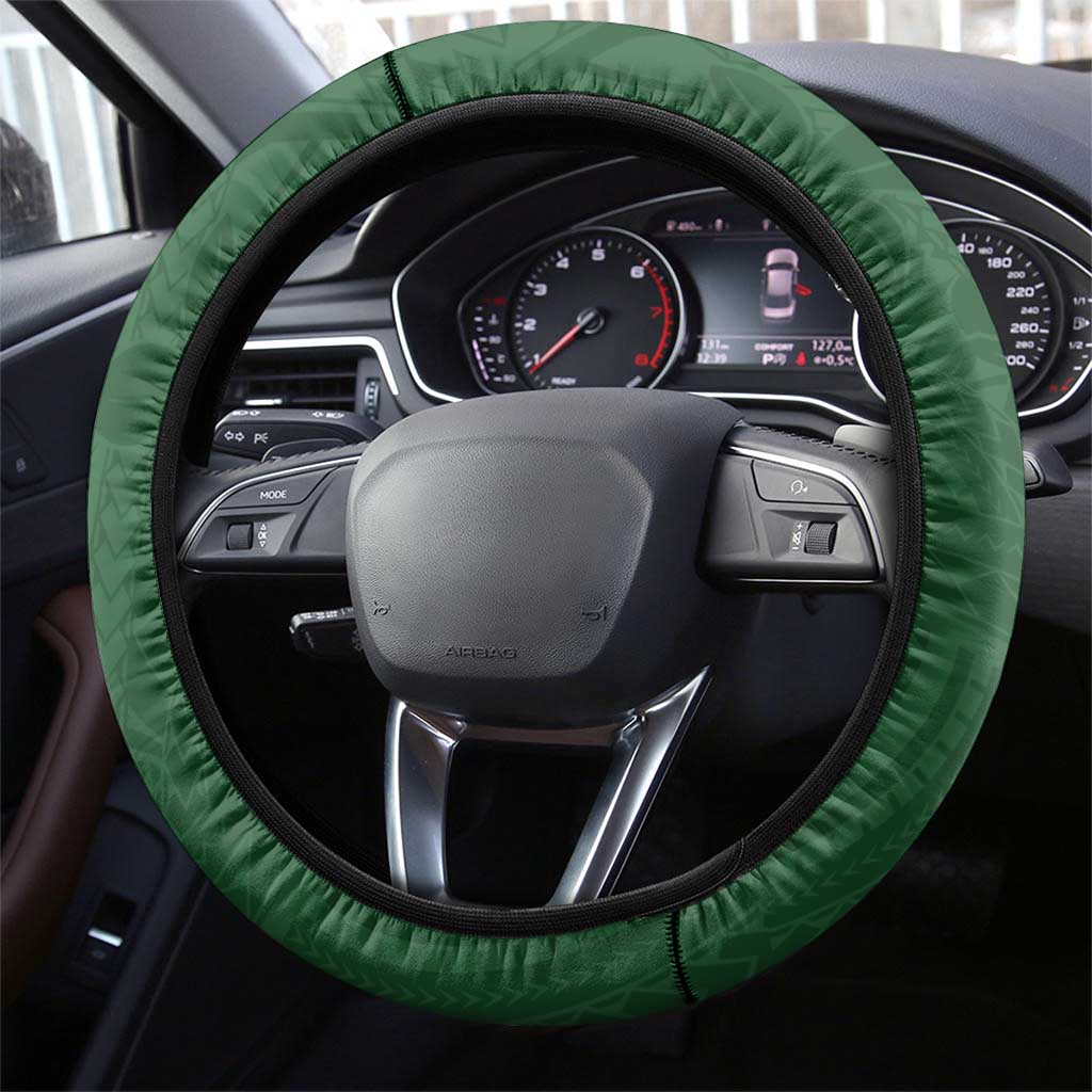 Solomon Islands Christmas Steering Wheel Cover Seashell Xmas Tree Tribal Waves - Polynesian Pride