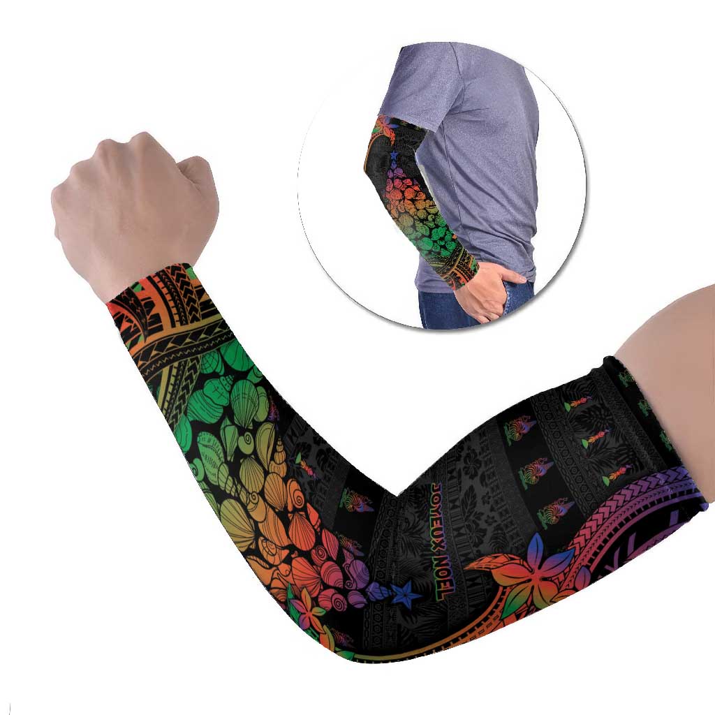 New Caledonia Christmas Arm Sleeves Seashell Xmas Tree Tribal Waves - Polynesian Pride