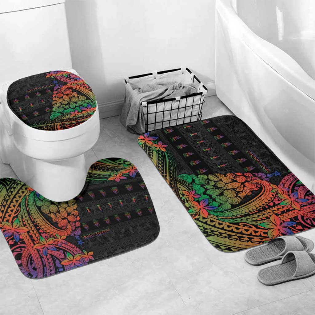 New Caledonia Christmas Bathroom Set Seashell Xmas Tree Tribal Waves - Polynesian Pride