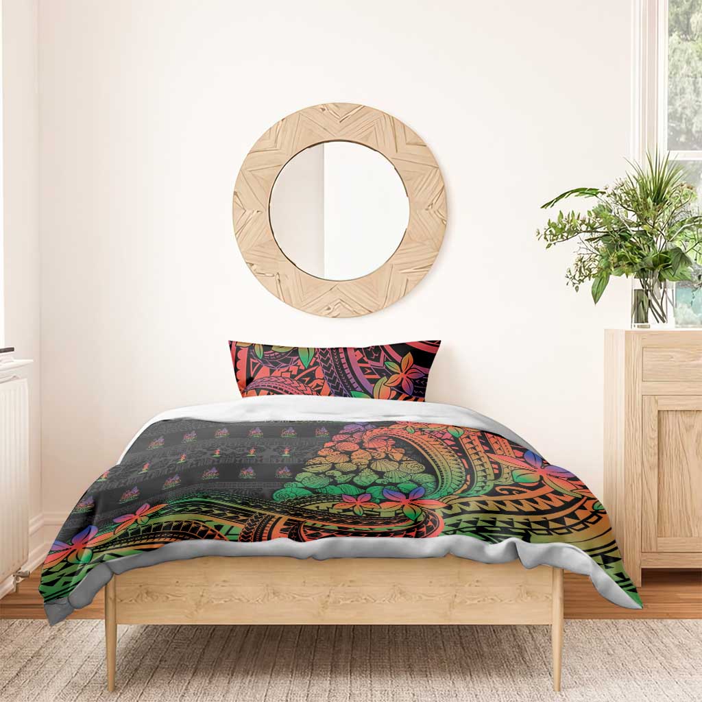 New Caledonia Christmas Bedding Set Seashell Xmas Tree Tribal Waves - Polynesian Pride
