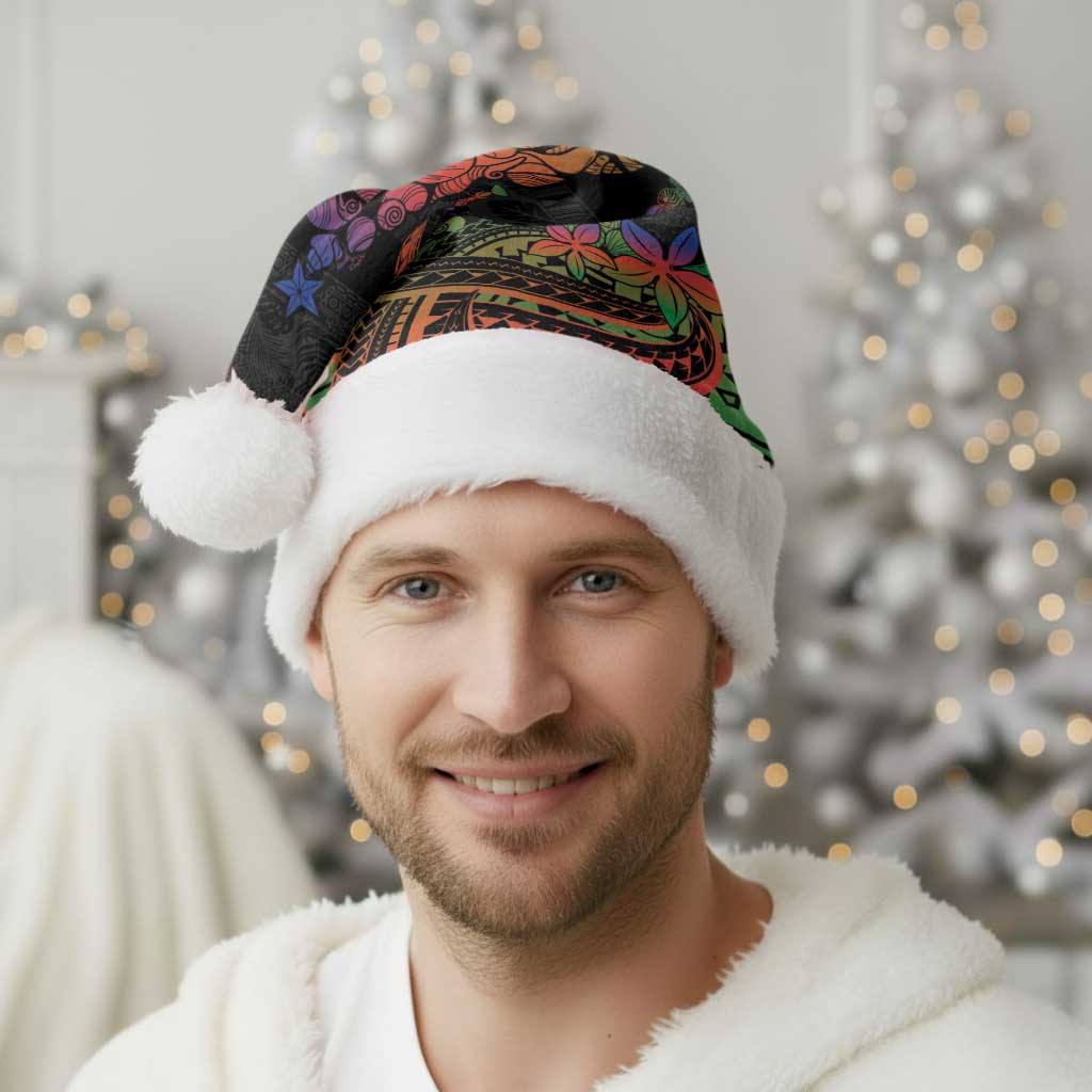 New Caledonia Christmas Santa Hat Seashell Xmas Tree Tribal Waves - Polynesian Pride