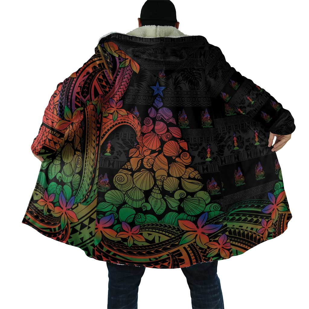 New Caledonia Christmas Cloak Seashell Xmas Tree Tribal Waves - Polynesian Pride