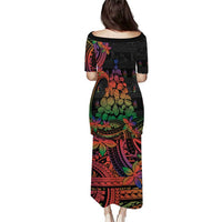 New Caledonia Christmas Family Matching Puletasi and Hawaiian Shirt Seashell Xmas Tree Tribal Waves - Polynesian Pride