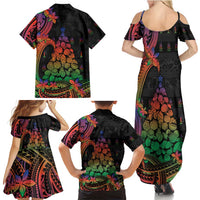New Caledonia Christmas Family Matching Summer Maxi Dress and Hawaiian Shirt Seashell Xmas Tree Tribal Waves DT05 - Polynesian Pride