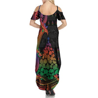 New Caledonia Christmas Family Matching Summer Maxi Dress and Hawaiian Shirt Seashell Xmas Tree Tribal Waves DT05 - Polynesian Pride
