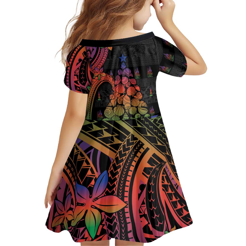 New Caledonia Christmas Family Matching Tank Maxi Dress and Hawaiian Shirt Seashell Xmas Tree Tribal Waves DT05 - Polynesian Pride
