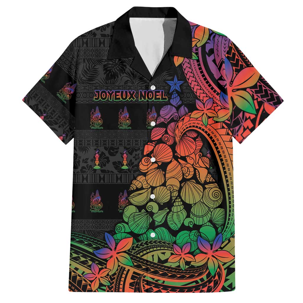 New Caledonia Christmas Hawaiian Shirt Seashell Xmas Tree Tribal Waves - Polynesian Pride
