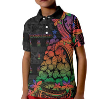 New Caledonia Christmas Kid Polo Shirt Seashell Xmas Tree Tribal Waves - Polynesian Pride