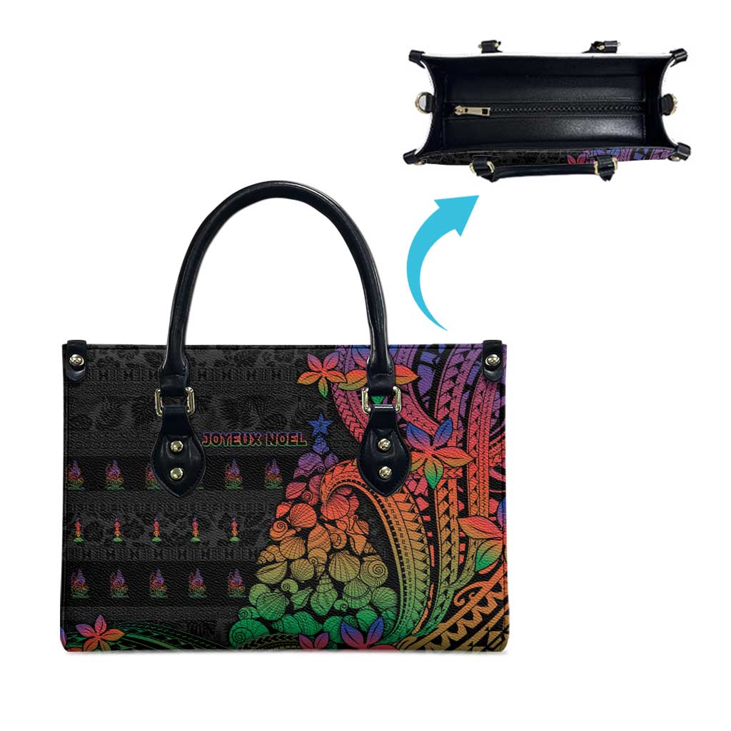 New Caledonia Christmas Leather Bag Seashell Xmas Tree Tribal Waves - Polynesian Pride