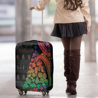 New Caledonia Christmas Luggage Cover Seashell Xmas Tree Tribal Waves - Polynesian Pride