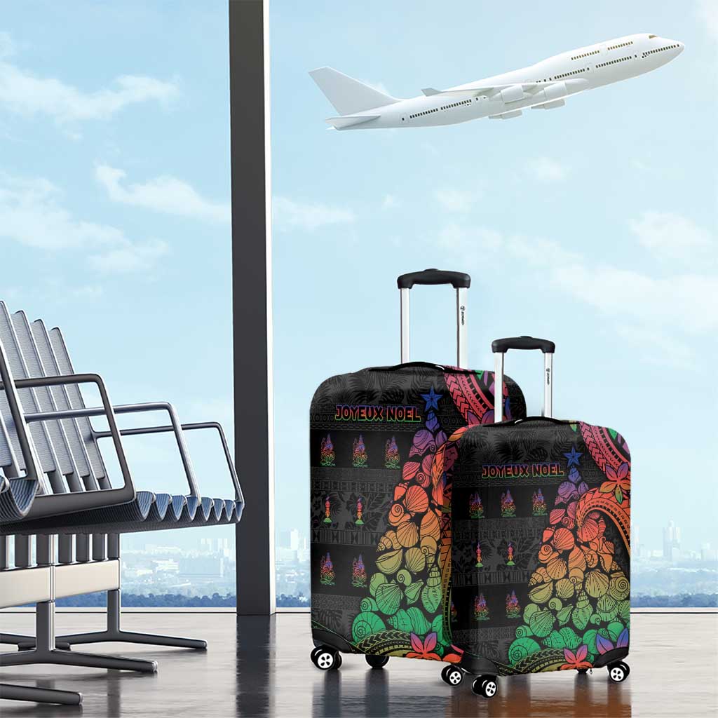 New Caledonia Christmas Luggage Cover Seashell Xmas Tree Tribal Waves - Polynesian Pride