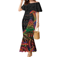 New Caledonia Christmas Mermaid Dress Seashell Xmas Tree Tribal Waves - Polynesian Pride