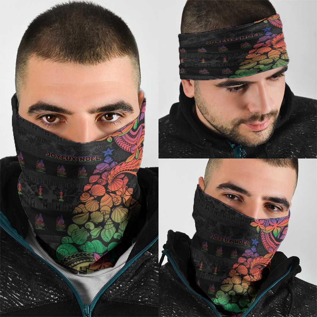 New Caledonia Christmas Neck Gaiter Seashell Xmas Tree Tribal Waves - Polynesian Pride