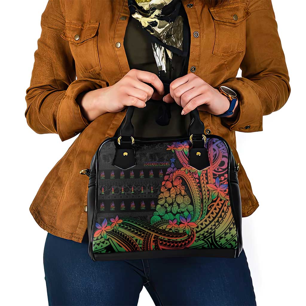 New Caledonia Christmas Shoulder Handbag Seashell Xmas Tree Tribal Waves - Polynesian Pride