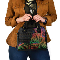 New Caledonia Christmas Shoulder Handbag Seashell Xmas Tree Tribal Waves - Polynesian Pride