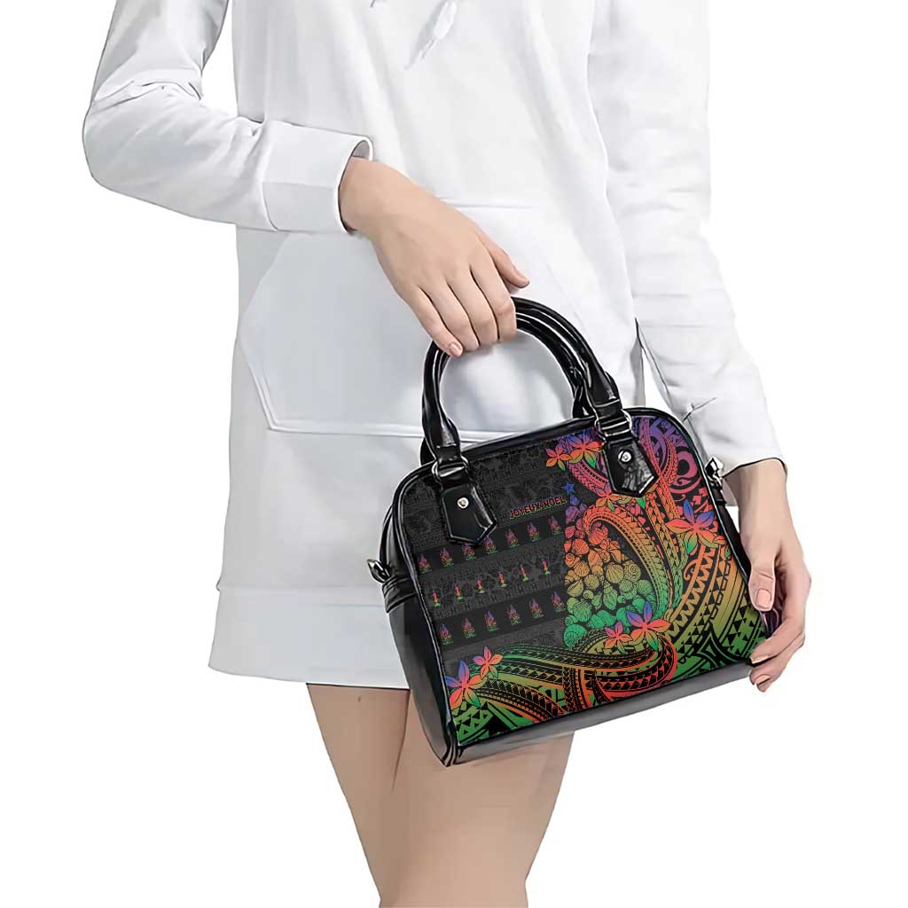 New Caledonia Christmas Shoulder Handbag Seashell Xmas Tree Tribal Waves - Polynesian Pride
