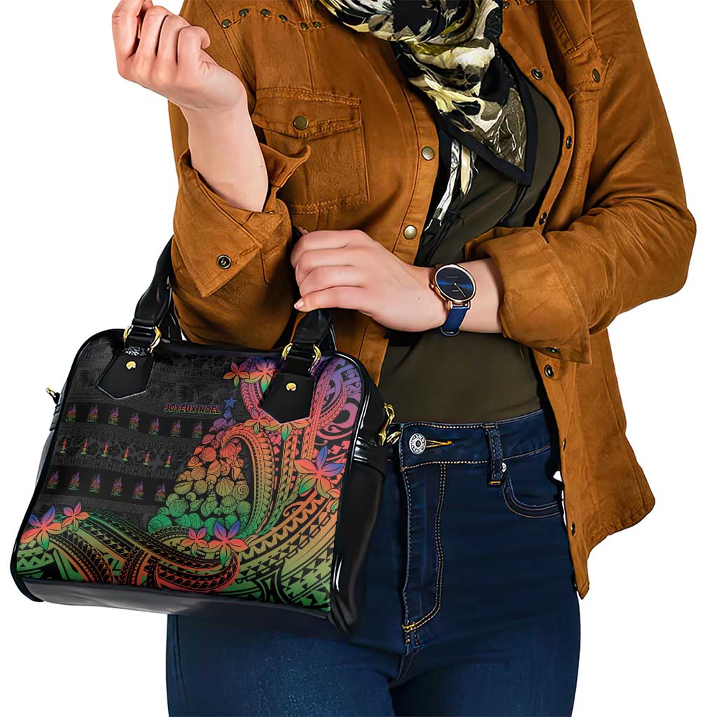 New Caledonia Christmas Shoulder Handbag Seashell Xmas Tree Tribal Waves - Polynesian Pride