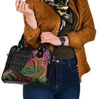 New Caledonia Christmas Shoulder Handbag Seashell Xmas Tree Tribal Waves - Polynesian Pride