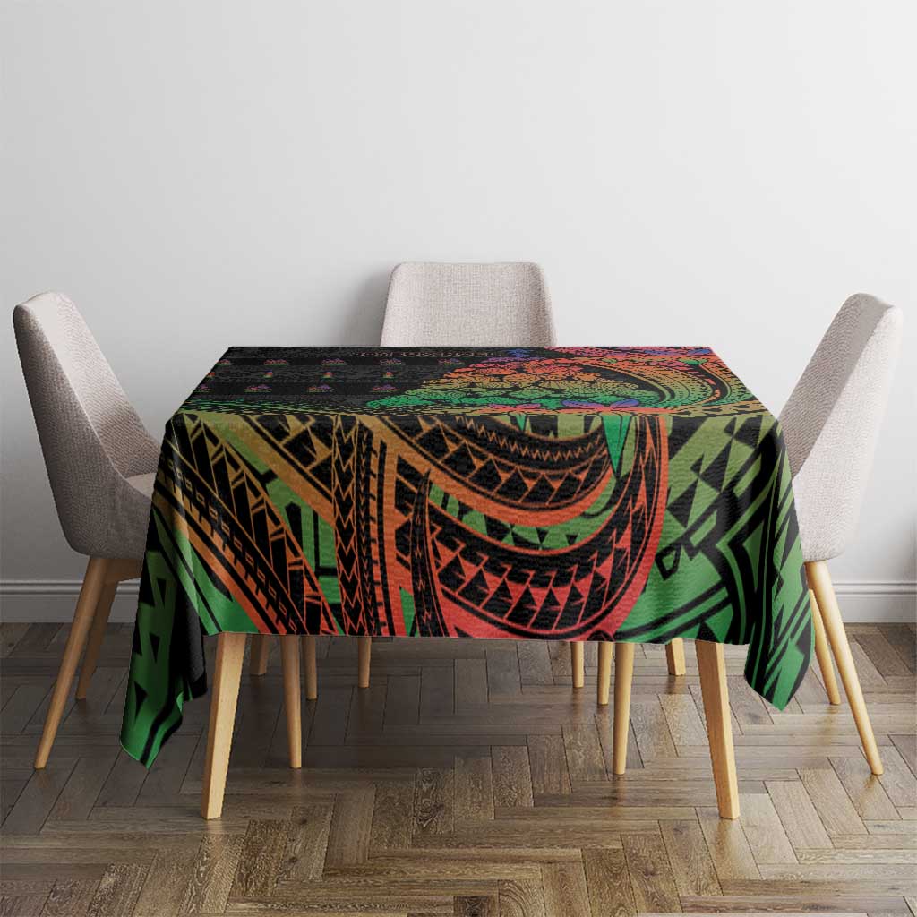 New Caledonia Christmas Tablecloth Seashell Xmas Tree Tribal Waves - Polynesian Pride
