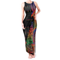 New Caledonia Christmas Tank Maxi Dress Seashell Xmas Tree Tribal Waves - Polynesian Pride