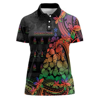 New Caledonia Christmas Women Polo Shirt Seashell Xmas Tree Tribal Waves - Polynesian Pride