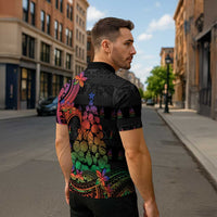 New Caledonia Christmas Zipper Polo Shirt Seashell Xmas Tree Tribal Waves - Polynesian Pride