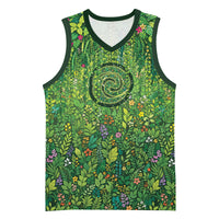 Polynesia Mother Nature Basketball Jersey Glowing Heart Spiral Tropical Vine Floral DT05 Unisex Green - Polynesian Pride