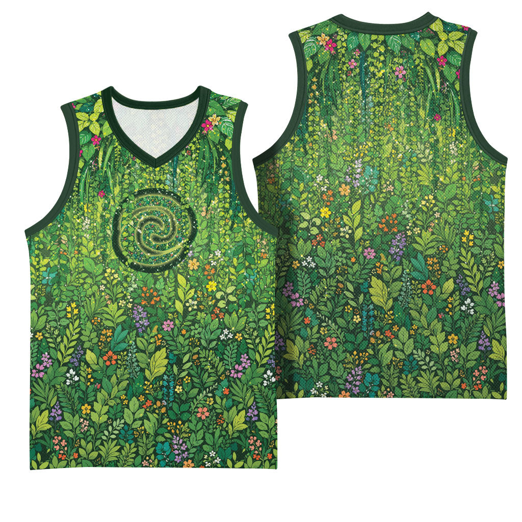 Polynesia Mother Nature Basketball Jersey Glowing Heart Spiral Tropical Vine Floral DT05 - Polynesian Pride