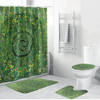 Polynesia Mother Nature Bathroom Set Glowing Heart Spiral Tropical Vine Floral DT05 Bathroom Set (4 pcs) Green - Polynesian Pride