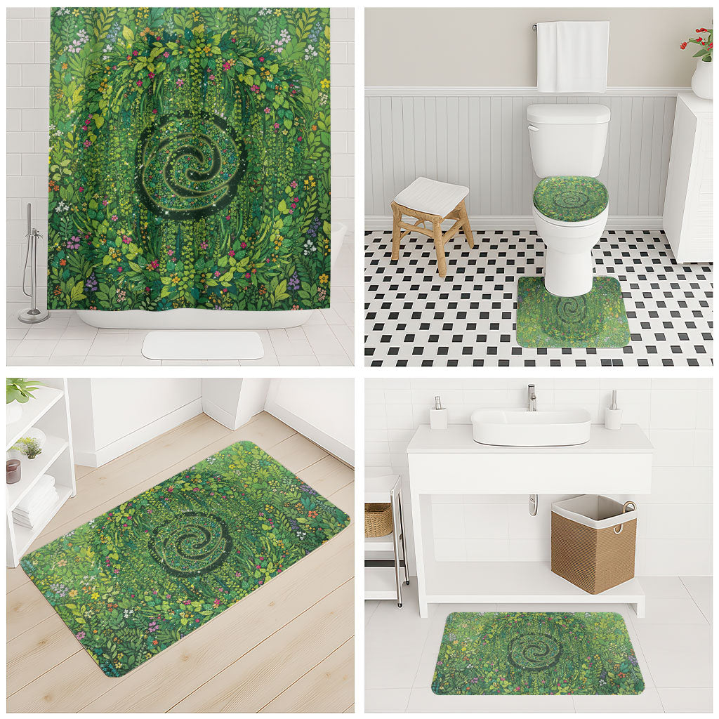 Polynesia Mother Nature Bathroom Set Glowing Heart Spiral Tropical Vine Floral DT05 - Polynesian Pride