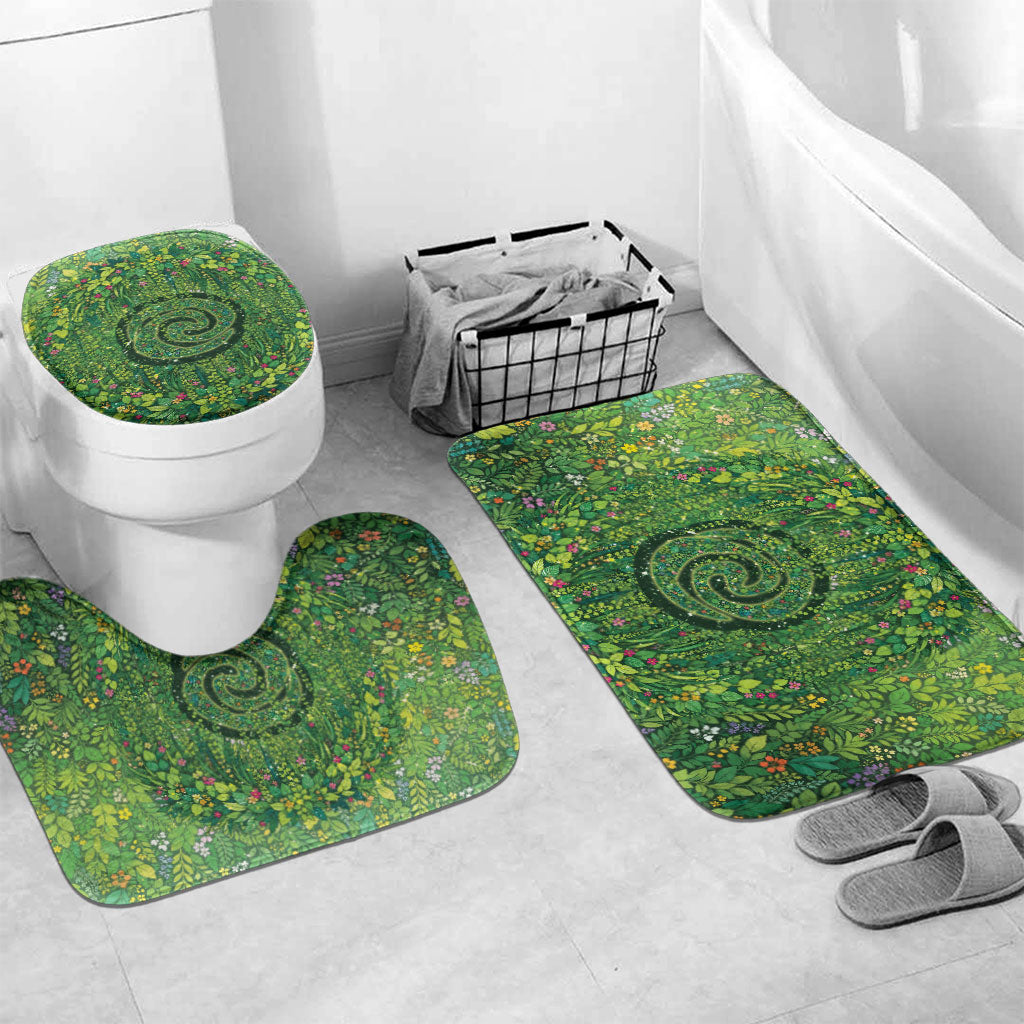 Polynesia Mother Nature Bathroom Set Glowing Heart Spiral Tropical Vine Floral DT05 Mat Set Only (3 pcs) One Size Green - Polynesian Pride