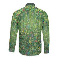 Polynesia Mother Nature Long Sleeve Button Shirt Glowing Heart Spiral Tropical Vine Floral DT05 - Polynesian Pride
