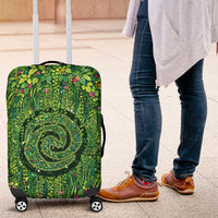 Polynesia Mother Nature Luggage Cover Glowing Heart Spiral Tropical Vine Floral DT05 Green - Polynesian Pride