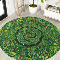 Polynesia Mother Nature Round Carpet Glowing Heart Spiral Tropical Vine Floral DT05 Green - Polynesian Pride