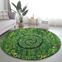 Polynesia Mother Nature Round Carpet Glowing Heart Spiral Tropical Vine Floral DT05 - Polynesian Pride