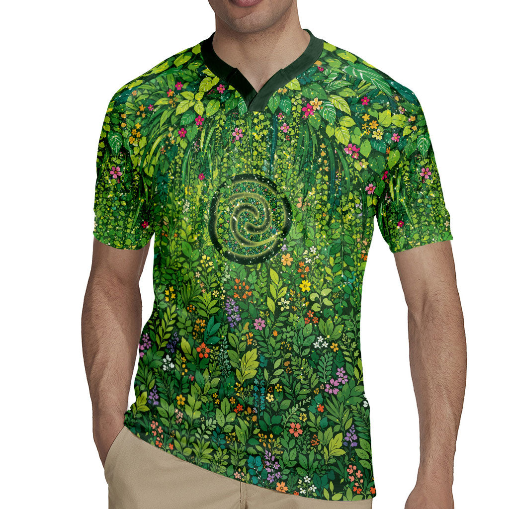 Polynesia Mother Nature Rugby Jersey Glowing Heart Spiral Tropical Vine Floral DT05 - Polynesian Pride