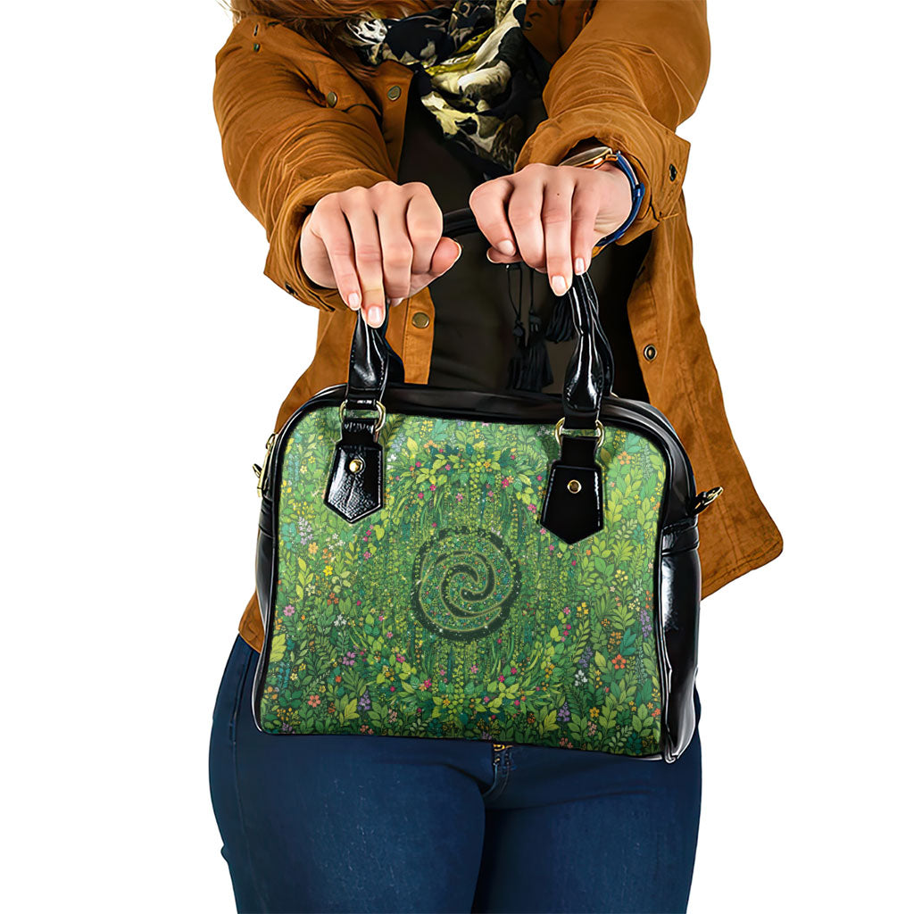 Polynesia Mother Nature Shoulder Handbag Glowing Heart Spiral Tropical Vine Floral DT05 One Size Green - Polynesian Pride