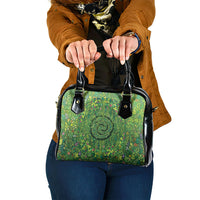 Polynesia Mother Nature Shoulder Handbag Glowing Heart Spiral Tropical Vine Floral DT05 One Size Green - Polynesian Pride