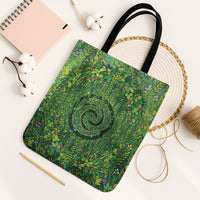 Polynesia Mother Nature Tote Bag Glowing Heart Spiral Tropical Vine Floral DT05 Black Strap One Size Green - Polynesian Pride