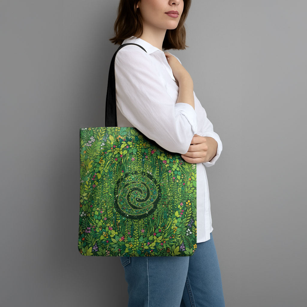 Polynesia Mother Nature Tote Bag Glowing Heart Spiral Tropical Vine Floral DT05 - Polynesian Pride