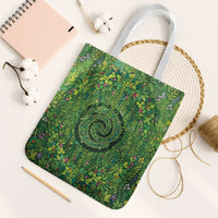 Polynesia Mother Nature Tote Bag Glowing Heart Spiral Tropical Vine Floral DT05 White Strap One Size Green - Polynesian Pride