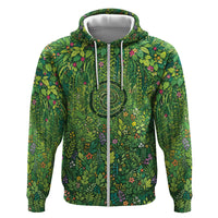 Polynesia Mother Nature Zip Hoodie Glowing Heart Spiral Tropical Vine Floral DT05 Zip Hoodie Green - Polynesian Pride