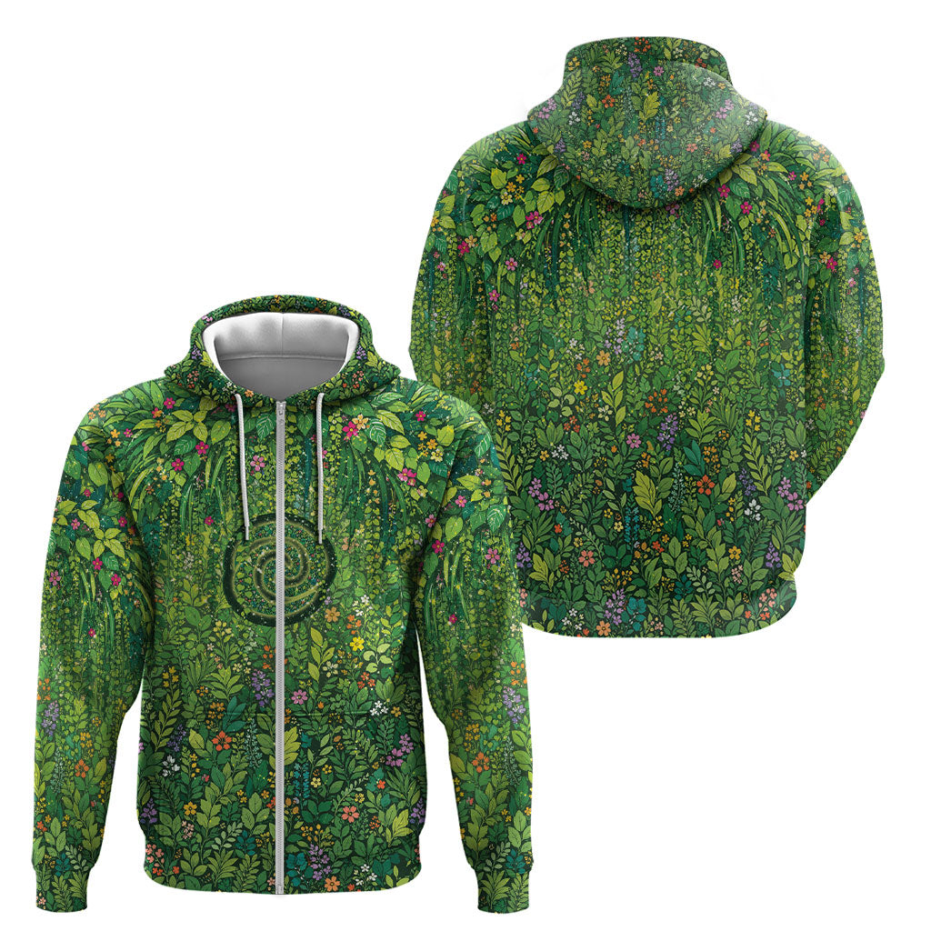 Polynesia Mother Nature Zip Hoodie Glowing Heart Spiral Tropical Vine Floral DT05 - Polynesian Pride