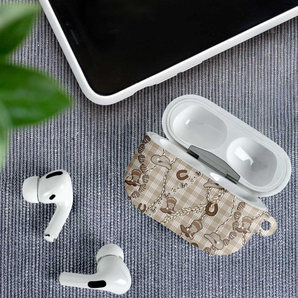 Hawaii Palaka Cowboy AirPods Case Shell Maile Lei With Western Patterns - Polynesian Pride