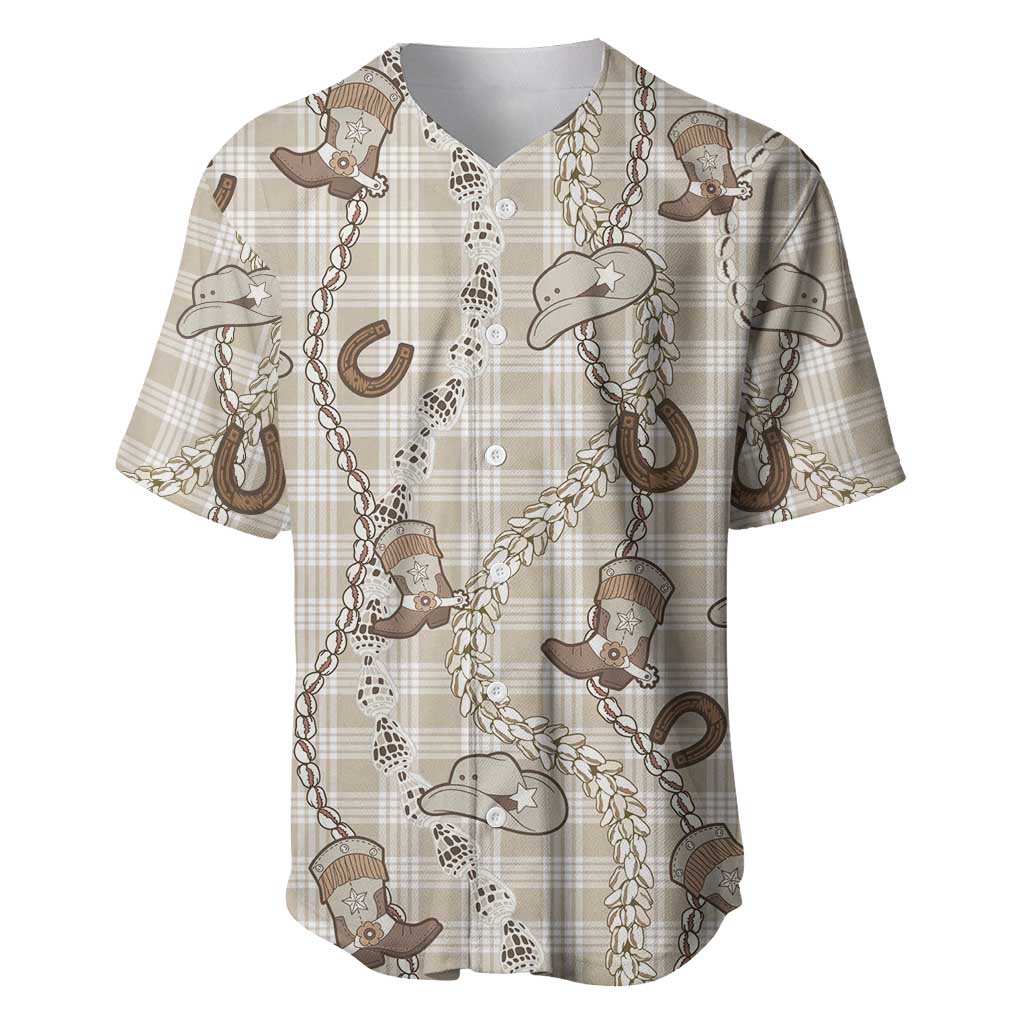 Hawaii Palaka Cowboy Baseball Jersey Shell Maile Lei With Western Patterns - Polynesian Pride