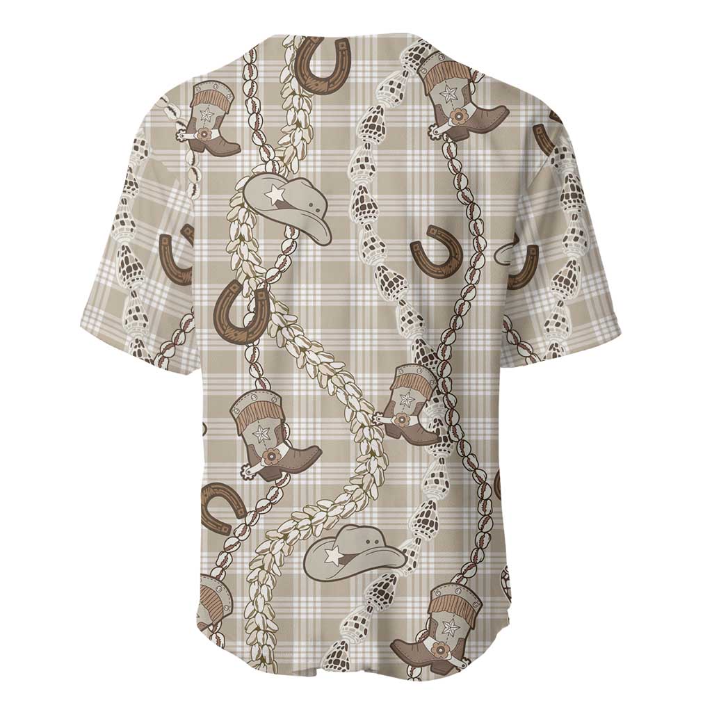 Hawaii Palaka Cowboy Baseball Jersey Shell Maile Lei With Western Patterns - Polynesian Pride