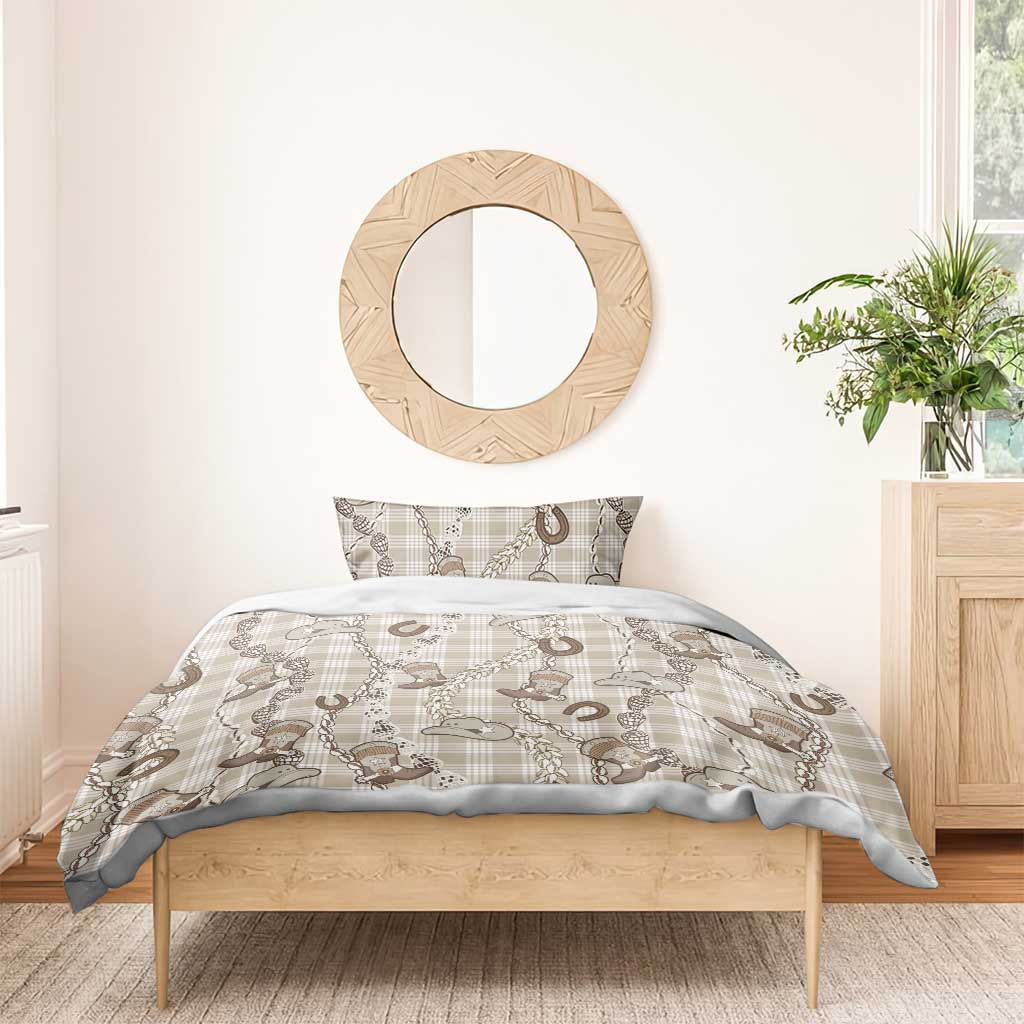 Hawaii Palaka Cowboy Bedding Set Shell Maile Lei With Western Patterns - Polynesian Pride
