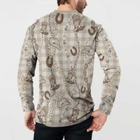 Hawaii Palaka Cowboy Button Sweatshirt Shell Maile Lei With Western Patterns - Polynesian Pride