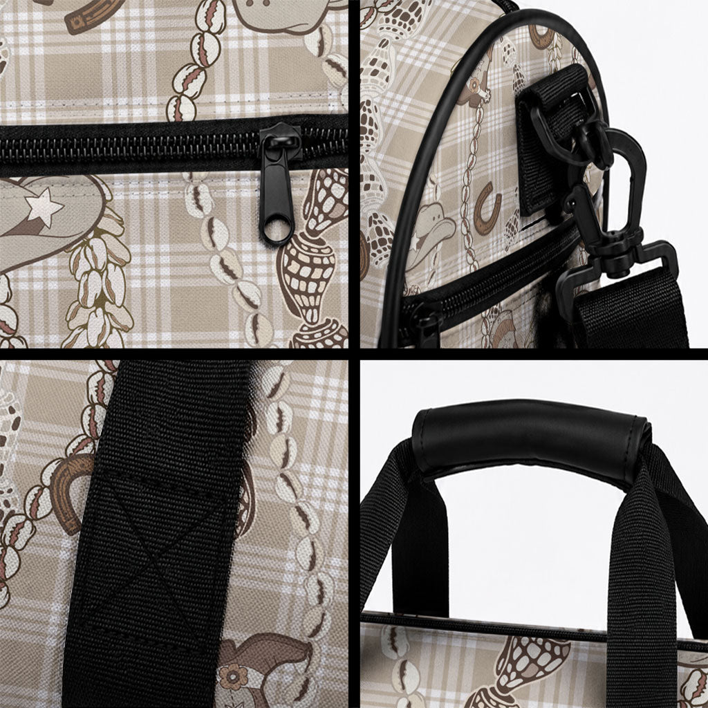 Hawaii Palaka Cowboy Duffle Bag Shell Maile Lei With Western Patterns