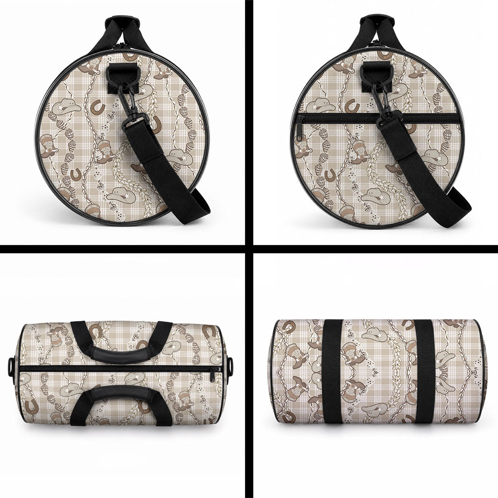 Hawaii Palaka Cowboy Duffle Bag Shell Maile Lei With Western Patterns